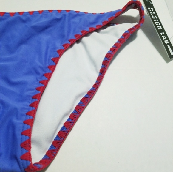 Design Lab Lord&Taylor blue/red bikini bttm XL NWT - Picture 2 of 5